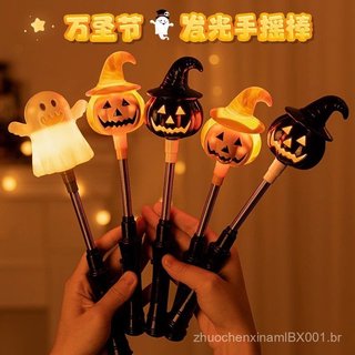 Lanterna de abóbora decorativa de Halloween, bastão luminoso, presente infantil, acessório, adereço de ambiente, brinque