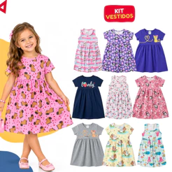 Kit 2 Vestidos Menina Verão Roupa Feminina Infantil 1 A 8
