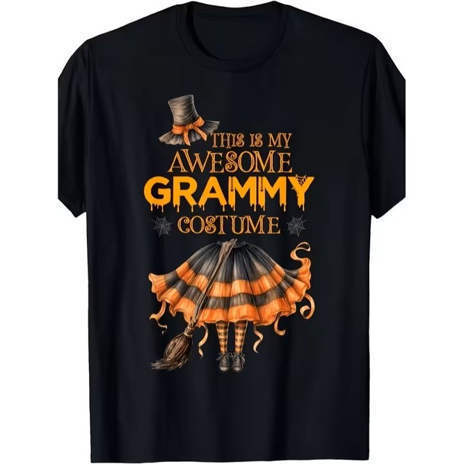 Camiseta divertida linda estilosa confortável moderna Estampada Tema Bruxa Fantasia Halloween Casual Tendência