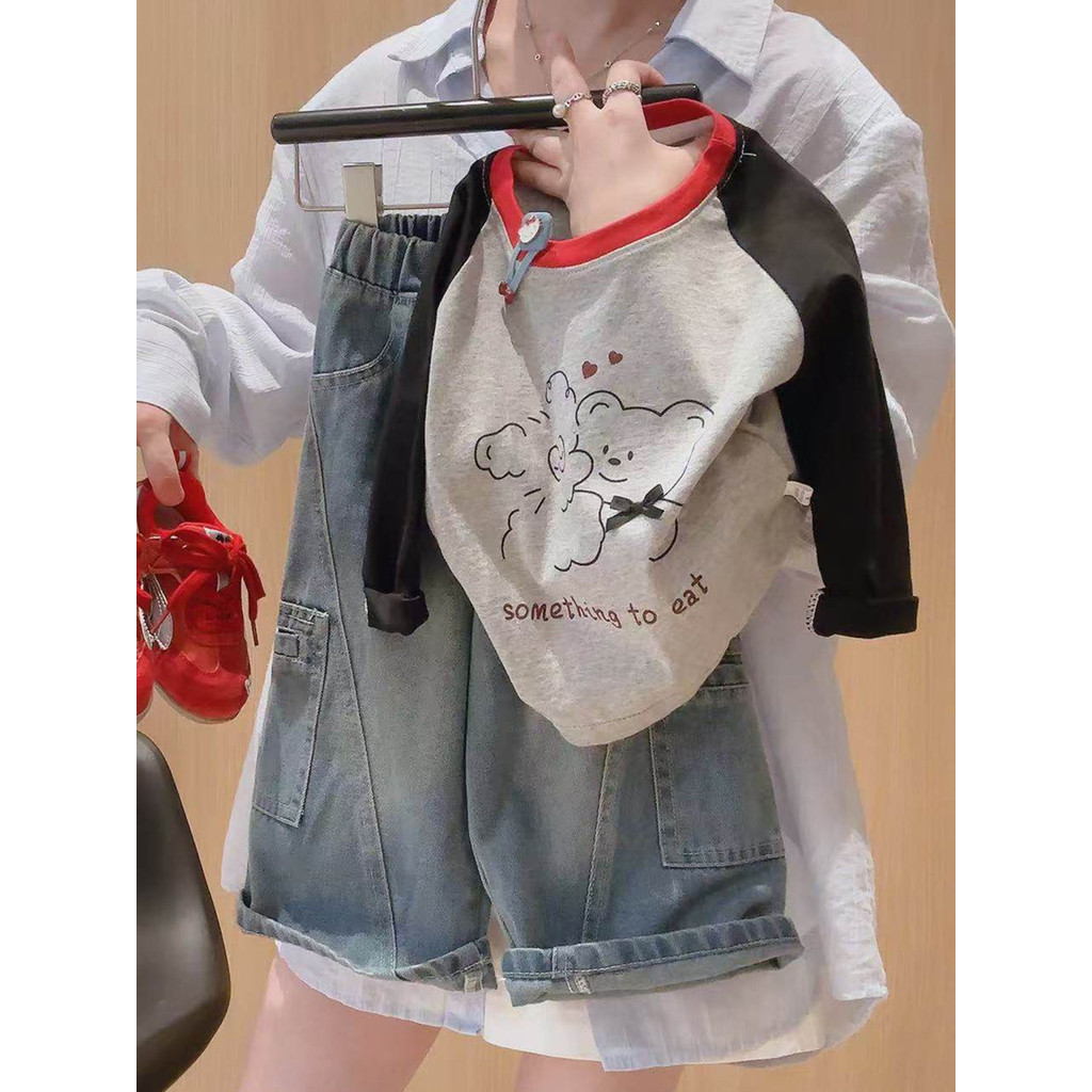 Crianças dos desenhos animados impresso engrossado manga comprida camiseta primavera outono novo estilo meninos meninas 