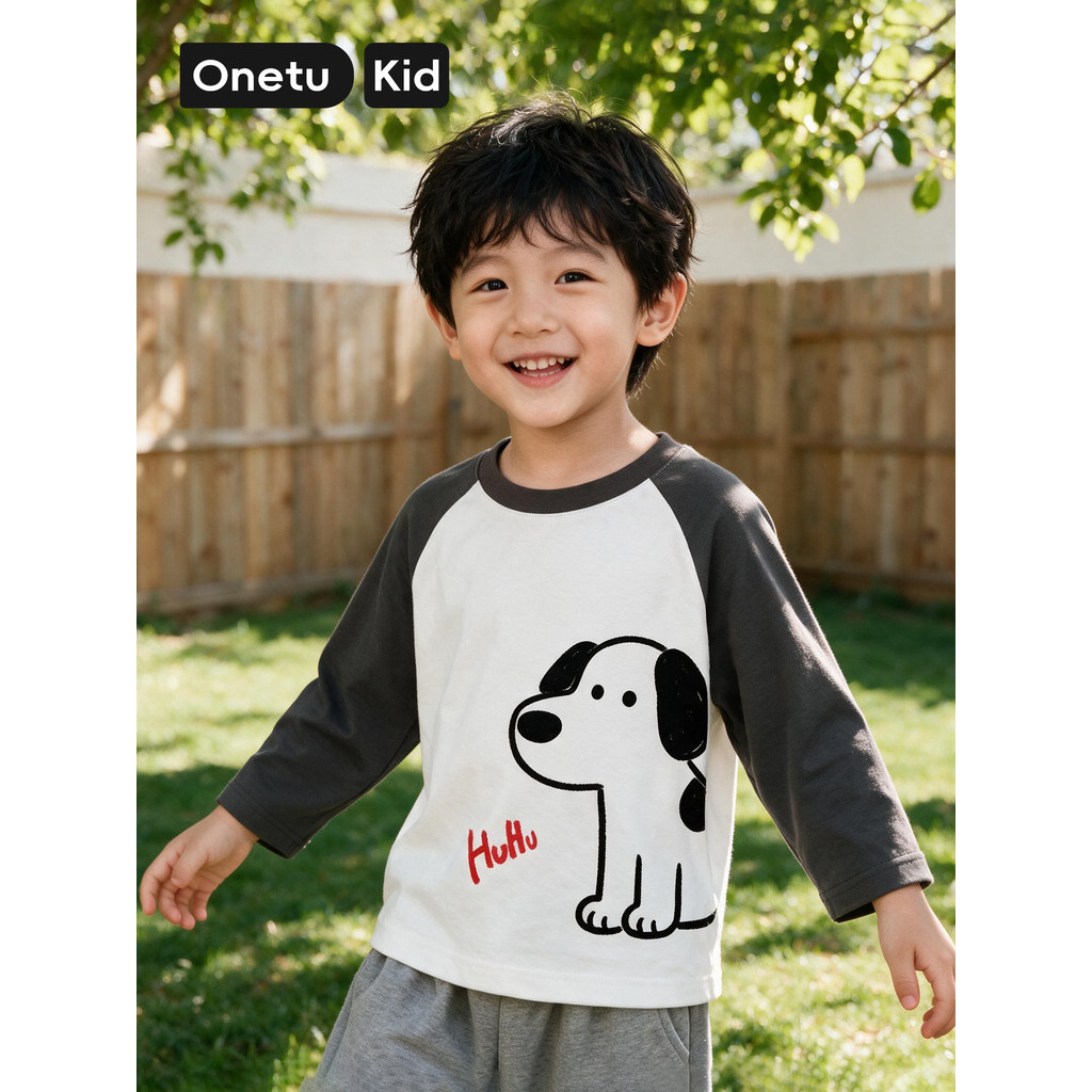 Onetu meninos camiseta de manga comprida bebê puro algodão topo primavera outono crianças roupas do bebê outono meninas 