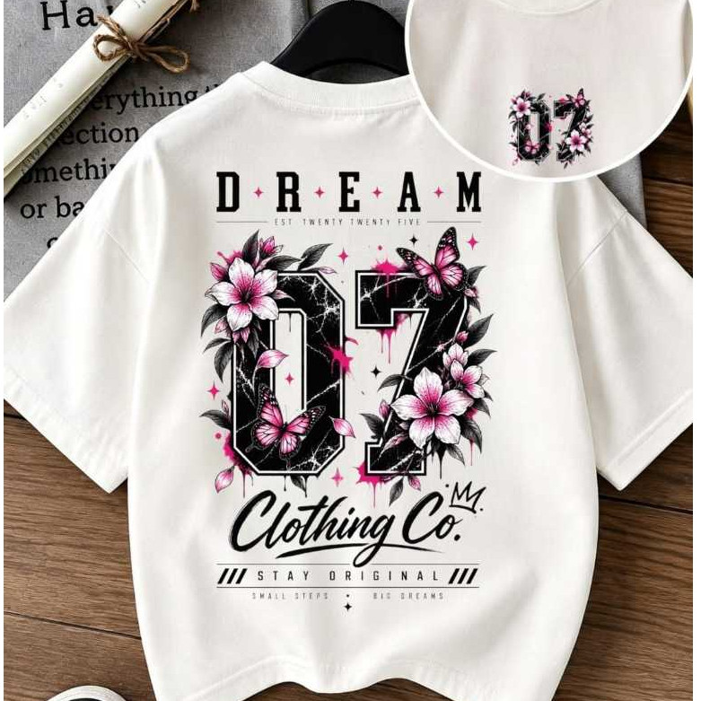 Camiseta Oversized  07 Dream Estilosa Confortável Caimento no Ombro Camisa Streetwear 100% Algodão