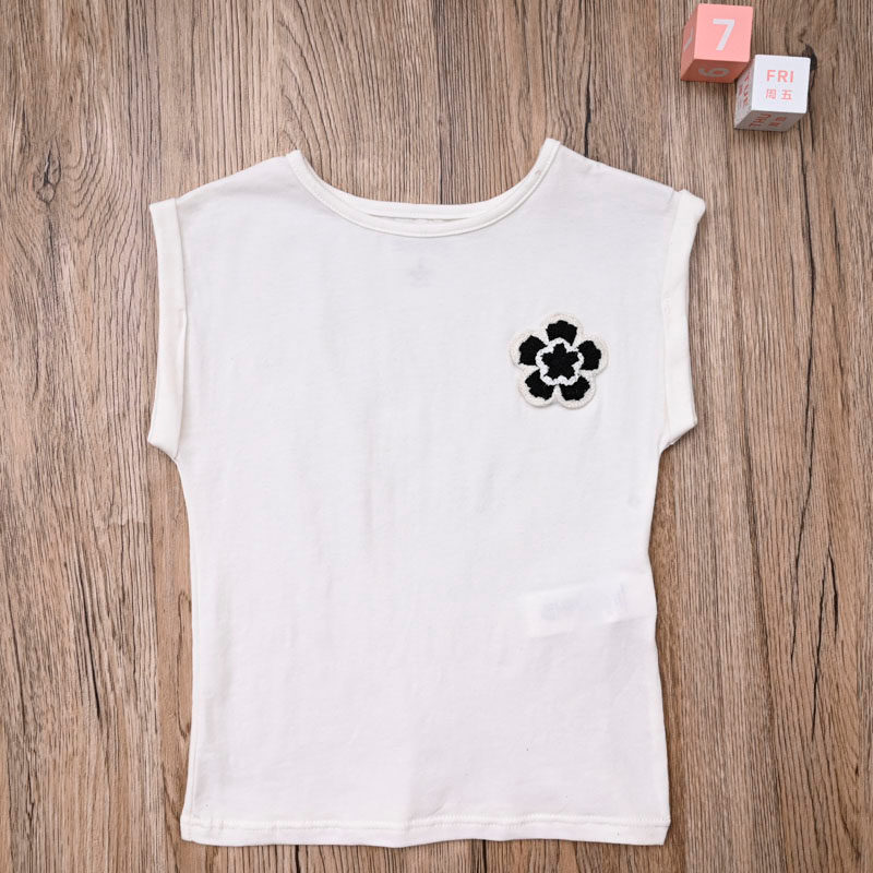 Comércio exterior europeu americano verão meninas algodão de manga curta camiseta topo meninas bebê médio grande criança