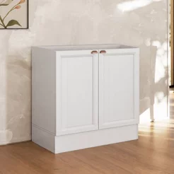 Balcão de Cozinha 80cm 2 Portas sem Tampo Unna Yescasa Branco Branco