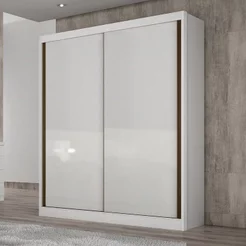 Guarda Roupa Solteiro em MDF 2 Portas 3 Gavetas Ávila Branco Branco