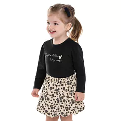 Conjunto Infantil Menina Bordado Magic Colorittá Preto