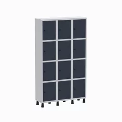 Armário Locker Guarda Volume Aço Light 12 Portas 103,5x179,5cm Azul e Cinza Cinza/Azul Delrei