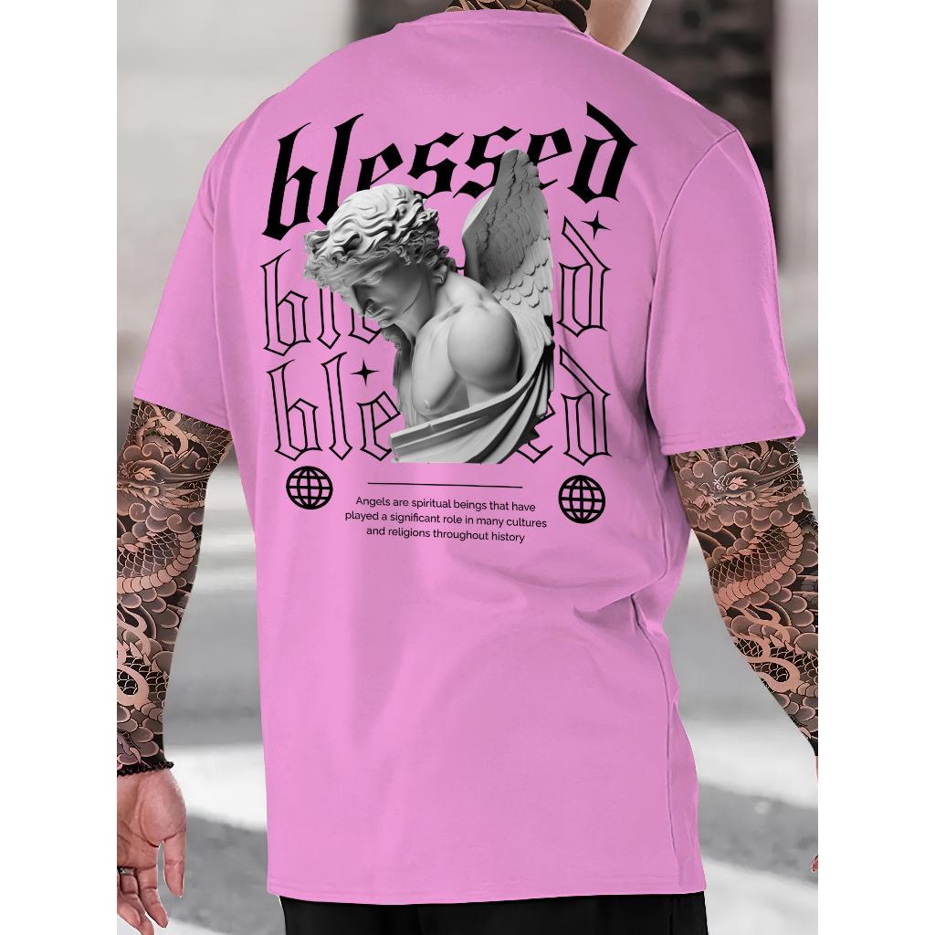 Camiseta Unissex Anjo Blessed Blusa Estampada Feminino Masculino Algodão Premium Rua Estilosa