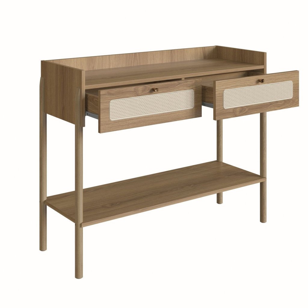 Aparador 2 Gavetas 103cm Palhinha Pé Madeira Oslo Marrom/Hanover Hanover · foto 2