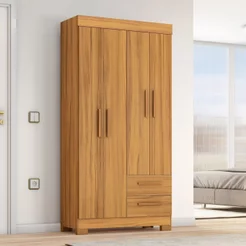 Guarda-Roupa com 4 Portas e 2 Gavetas Marrom/Freijó