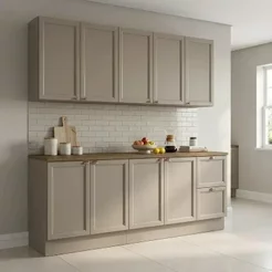Cozinha Completa Modulada Americana 4 Peças com Balcão com Tampo e 2 Gavetas Unna Yescasa Griss Gris
