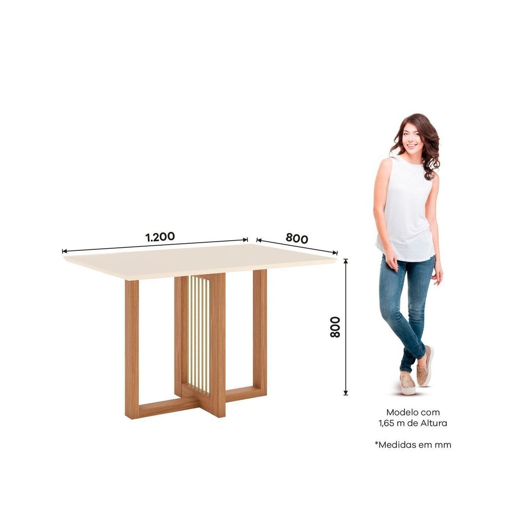 Conjunto Sala Jantar Canto Reto com Vidro 4 Cadeiras Kelly Espresso Móveis Off White/Nature Nature/Off White · foto 2