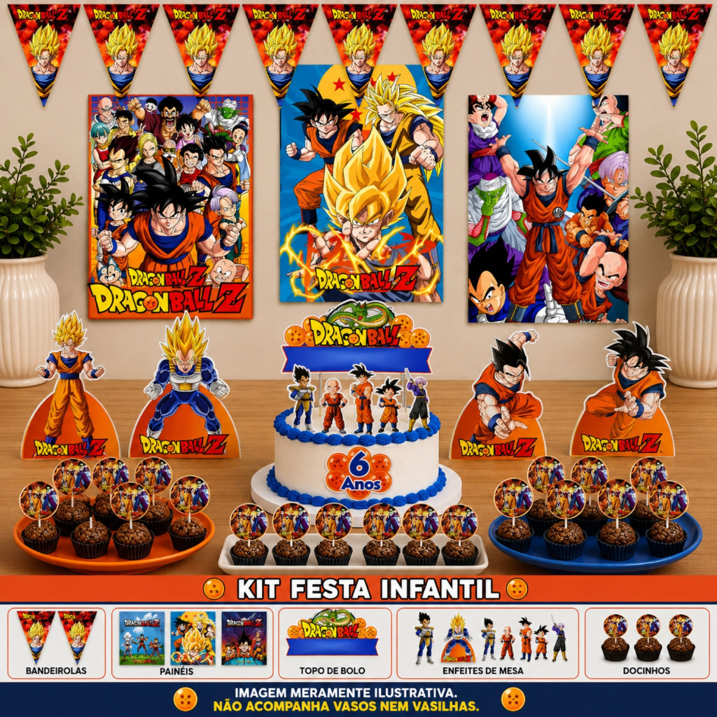 Kit Só Um Bolinho Tema Dragon Ball Z - A Festa Perfeita Festa em Casa Dragon Ball Super