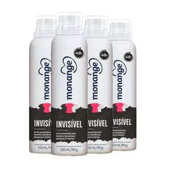 Kit Desodorante Aerosol Monange Invisível 90g - 4 unidades