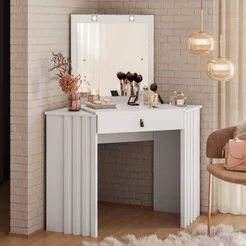 Penteadeira Camarim de Canto Glitter Branco Branco
