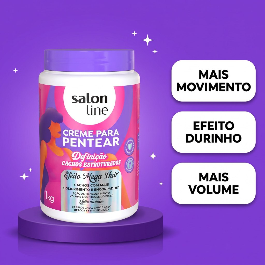 Creme Para Pentear Definição Cachos Estruturados Efeito Mega Hair 1kg — imagem 2 de 2