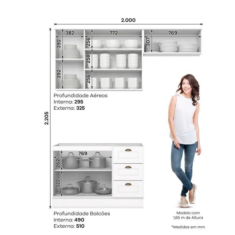Cozinha Compacta 3 Peças 100% MDF Branco HP Americana Branco HP · foto 2