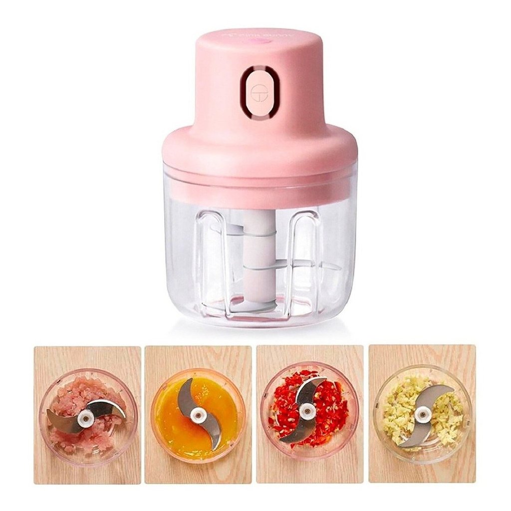 Mini Processador Moedor Elétrico Alho Cebola Sem Fio Usb