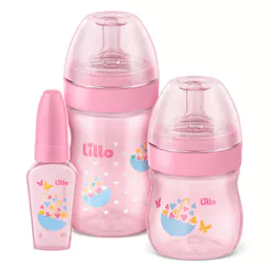 Kit de Mamadeiras Lillo Primeiros Passos Cor Rosa com 3 Unidades Ref: 604631