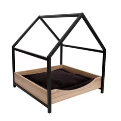 Casa Pet Cat/Dog Porte Médio-Grande Preto/Amadeirado