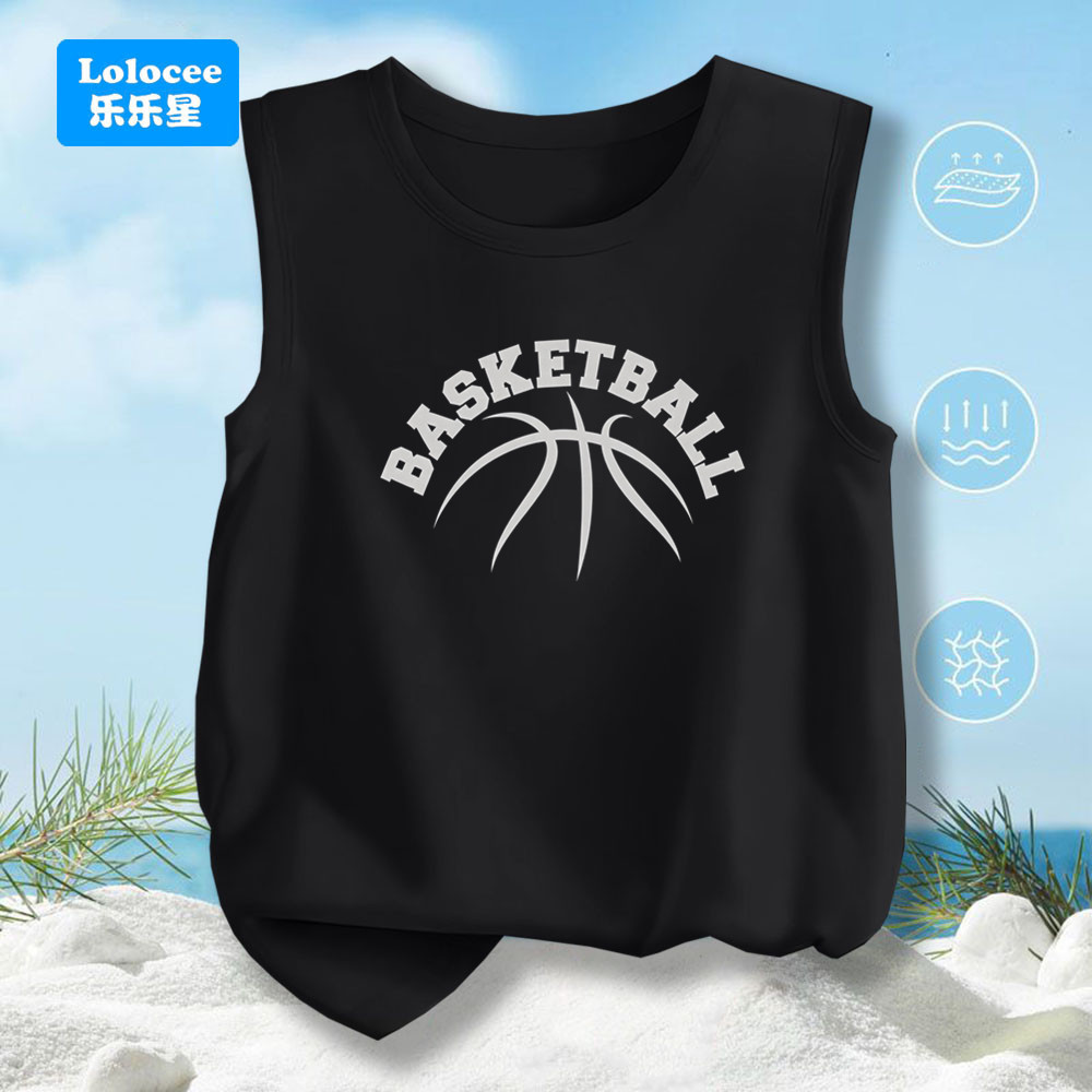 Meninos Basquete Impressão Sem Mangas Camiseta Crianças Algodão Regata Verão Esporte Casual Singlet Moda LQ1