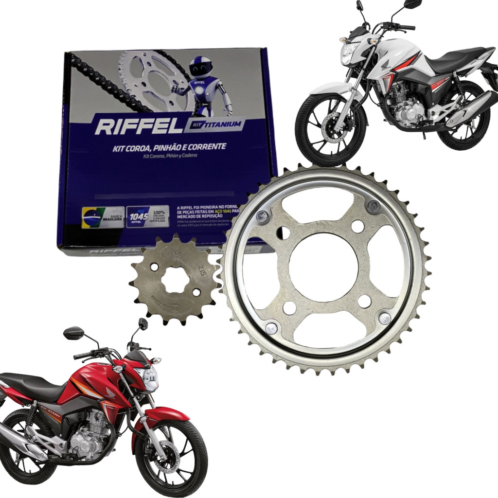 Kit Relação Transmissão Tração Cg Titan Fan 160 2016 2017 2018 2019 2020 A 2025 Riffel Original