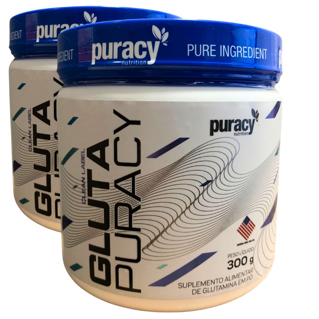 Kit 2 Glutamina Puracy 300g Suplemento Recuperação Muscular 100% Pura Academia Musculação