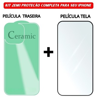 Kit 2 em 1 Película Traseira + Película Tela Vidro Temperado 3D iPhone 11 12 13 14 15 16 Pro Max em Oferta na Shopee