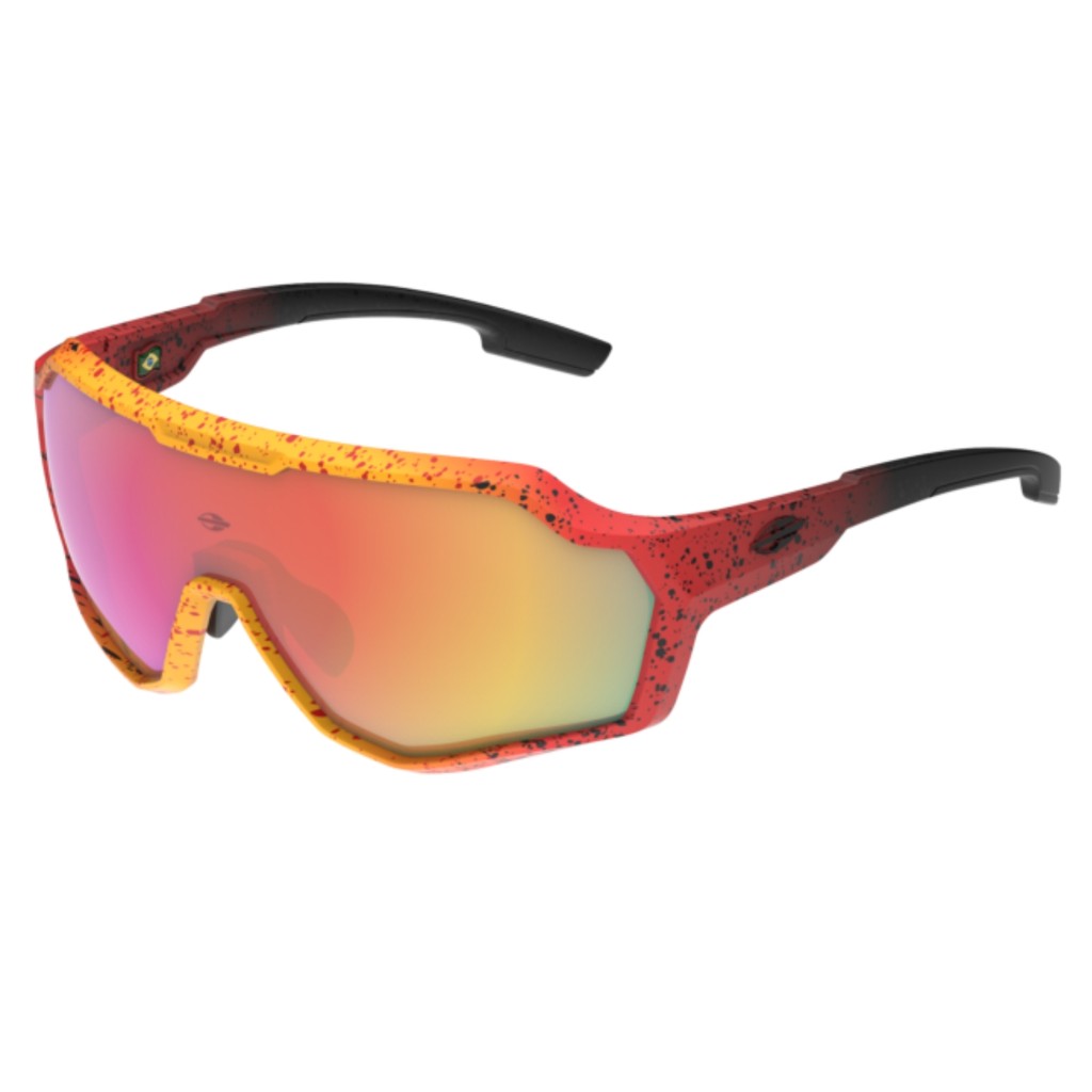 OCULOS SOL MORMAII ESPORTIVO BRAVUS LARANJA DEGRADE VERMELHO LENTE FUMÊ REVO