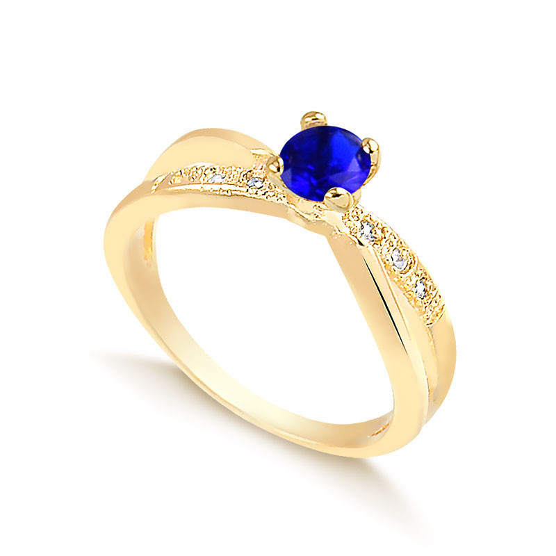 Anel Banho de Ouro 18k Solitário com Detalhe de 2 Fios Zircônia e Pedra Redonda em Oferta na Shopee