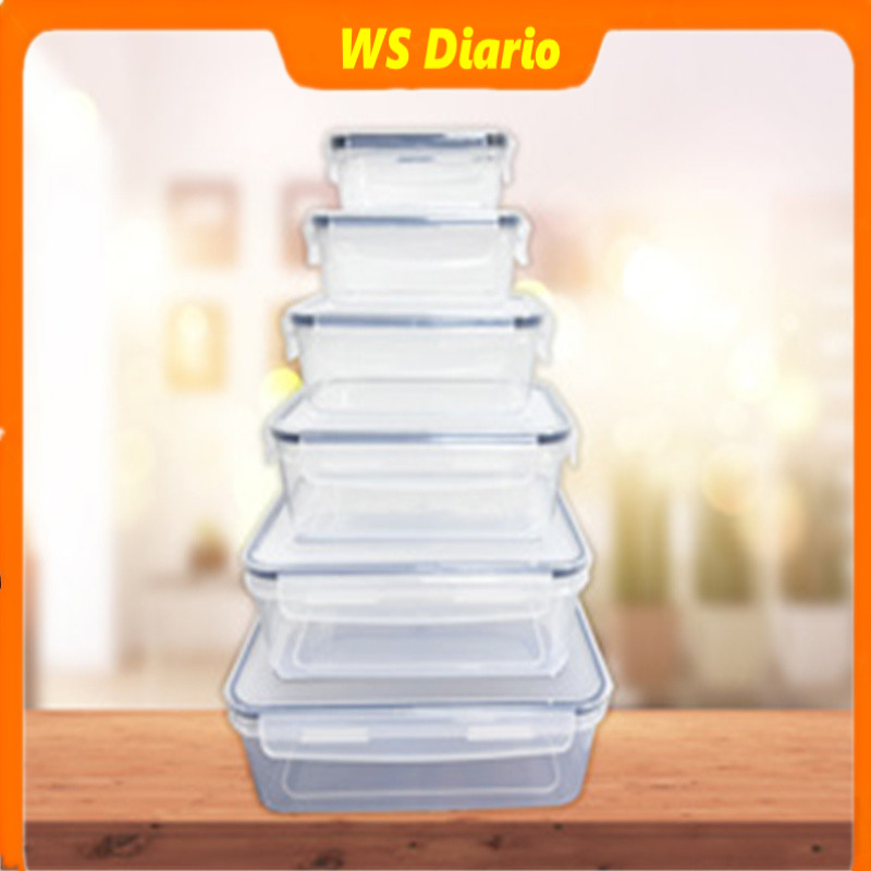 Kit 6 Potes Pote Hermético Acrílico Organizador de Geladeira Tampa Alta Vedação em Silicone Organiza Marmita e Armário