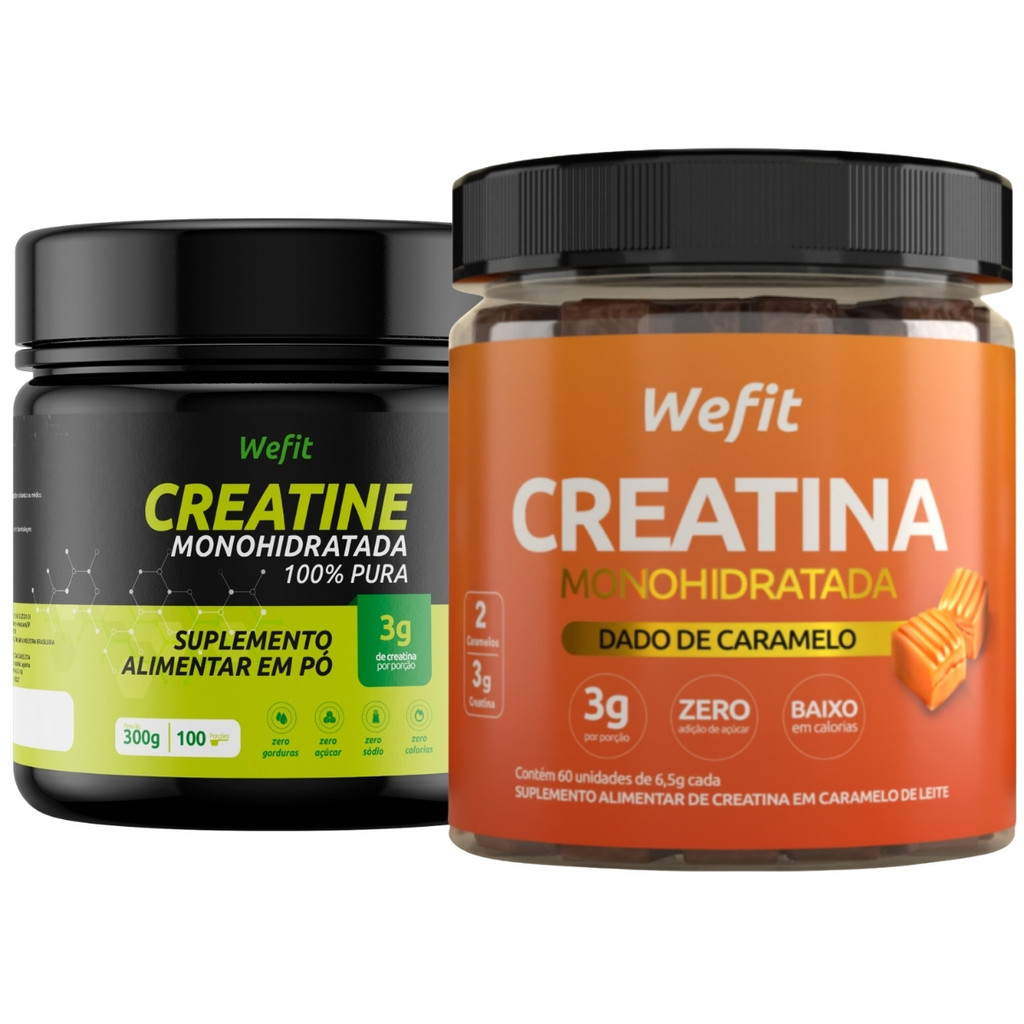 Creatina Dado De Caramelo C/60 + Creatina Pote 300g Wefit em Oferta na Shopee