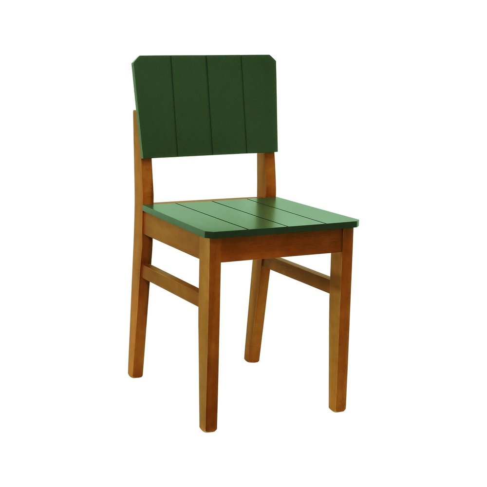 Cadeira Linhas Encosto Laqueado Verde Musgo - Amêndoa - Assento Laqueado Verde Musgo