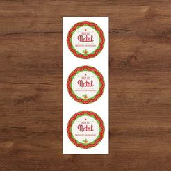 Etiqueta Adesiva Feliz Natal - Produto Artesanal - 60 unidades - Rizzo