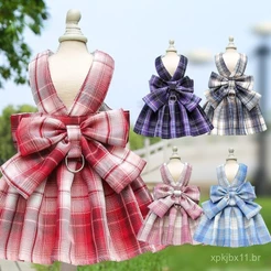 Conjunto de Vestidos para Cachorros JK com Coleira e Saia de Anel para Cães Pequenos e Médios