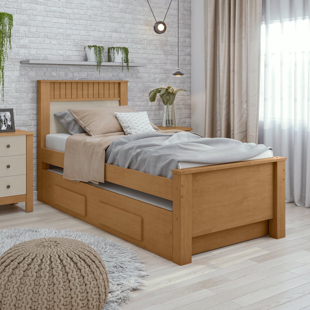 Bicama Solteiro 2 Gavetas Mdf Athenas Amêndoa Clean/Off White/Amêndoa Clean em Oferta na Shopee