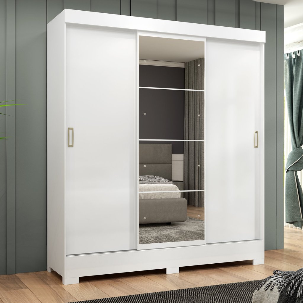 Guarda-Roupa Casal com Espelho 3 Portas 2 Gavetas Atenas Yescasa Branco em Oferta na Shopee