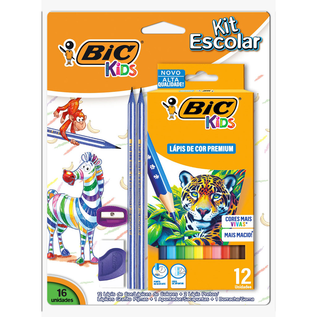 Kit escolar Kids com 16 itens Bic