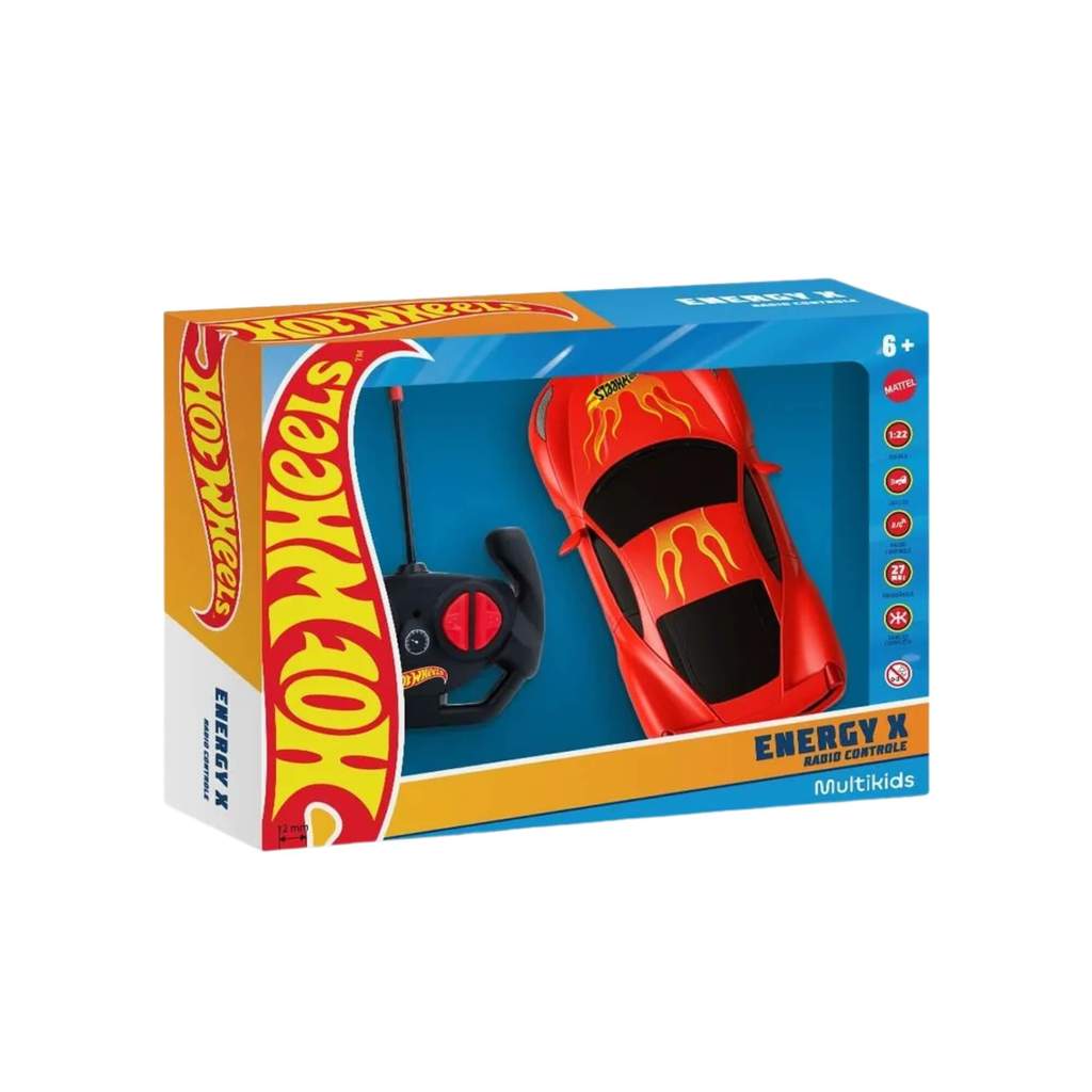 Carrinho de Controle Remoto Hot Wheels 4 Canais Vermelho com Luz Energy X Multikids - BR2472