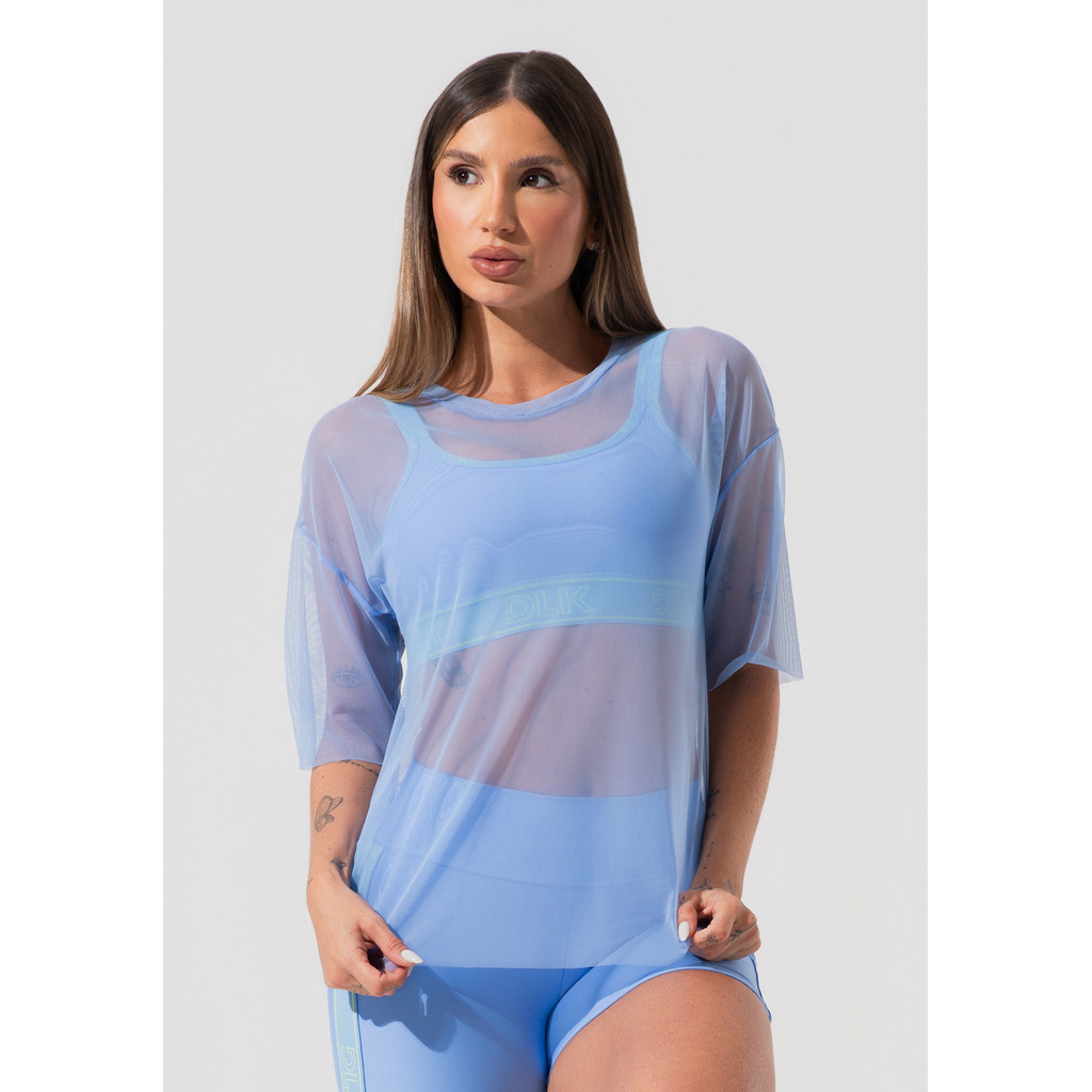 BLUSA T-SHIRT FITNESS FEMININA DE TULE ACTIVITY DLK