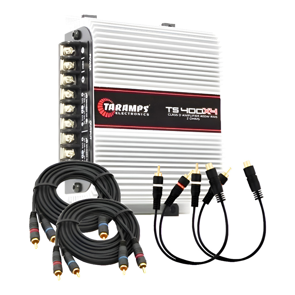 Amplificador Taramps Ts400 Com Kit Rca E Y Para Instalação