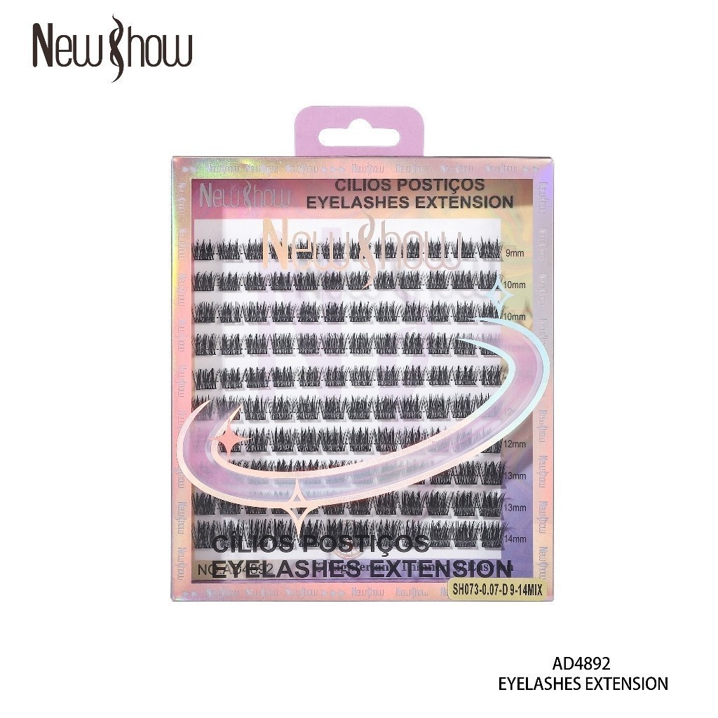 New Show Cílios extensão de Cilios Postiços 120 unidades-Tufos sem Nó-12P/20P/30P/40P-0.10-D 9-14MIX