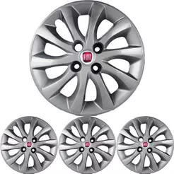 4 Calota Punto Aro 15 Prata Metálico com Emblema
