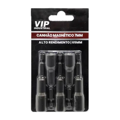 Jogo com 5 Bits Sextavado Canhão Longo Magnético 7mm Encaixe 14" VIP