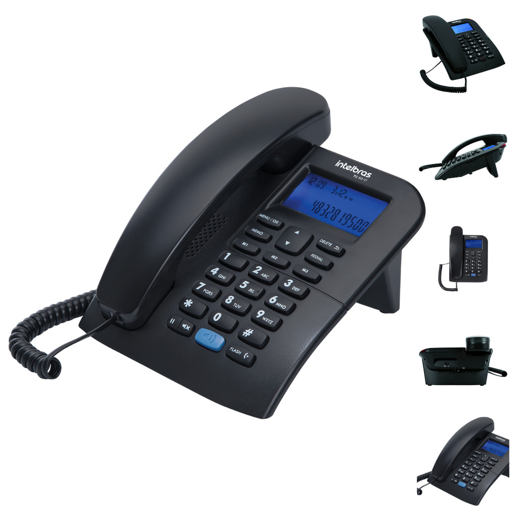Telefone Fixo com Fio Intelbras TC 60 ID Aparelho com Bina Viva Voz Revenda Oficial CLT Shop