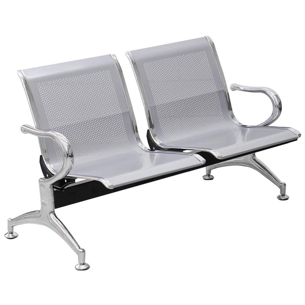 Cadeira Longarina 2 Lugares Cromado Prata em Oferta na Shopee