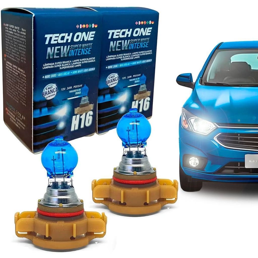 Par Lampada Super Branca H16 Borbol 8500k 12v 24w Techone em Oferta na Shopee