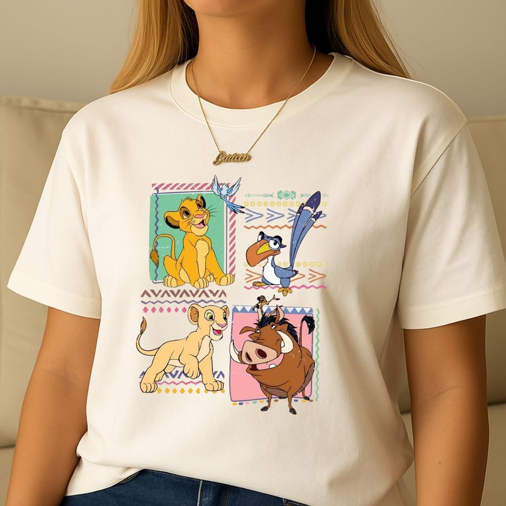 Camiseta Feminina Rei Leão Disney Simba e Nala Camisa Básica 100% Algodão Estilo Casual Envio Já