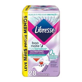 Absorvente Noturno com Abas Libresse Pure Sensitive Ultrafino 28 unidades em Oferta na Shopee