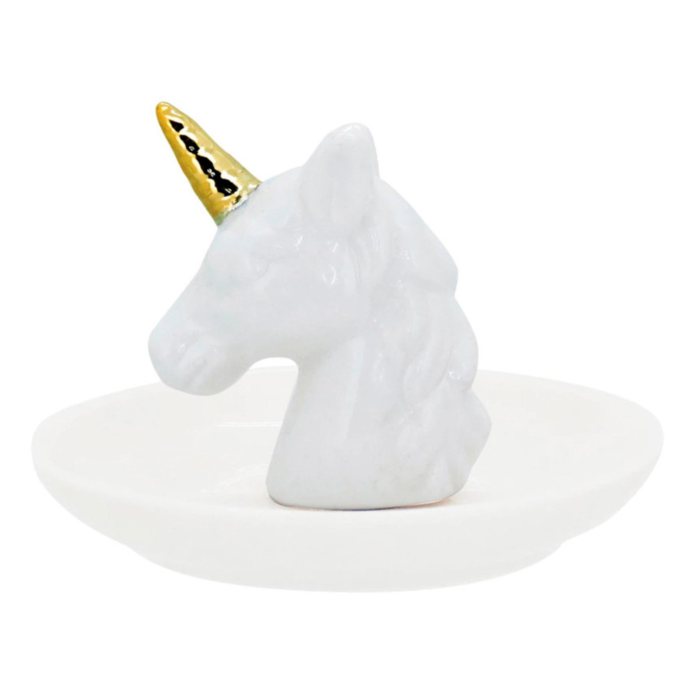 Adorno Decorativo Mimo Unicórnio em Cerâmica Branca 8x11x11cm
